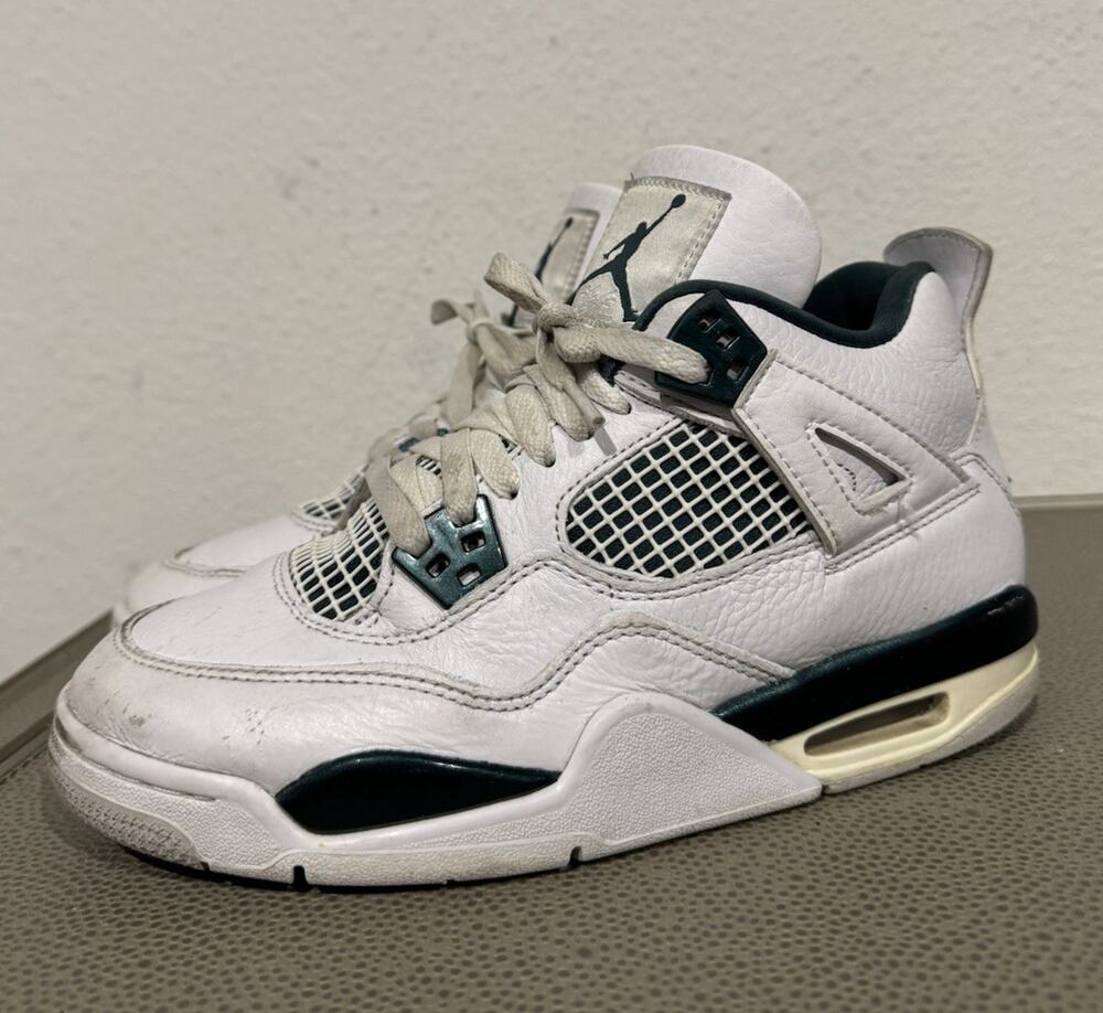 Air Jordan 4 Retro Oxidized Green White Sneaker FQ8213-103 Youth GS Size 5Y